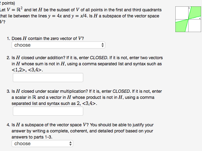Solved Points Let V R2 And Let H Be The Subset Of V Of A Chegg Com