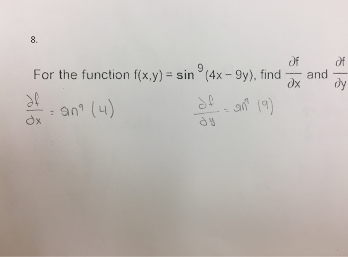 Solved 8 Of Of For The Function F X Y Sin 4x 9y Fi Chegg Com