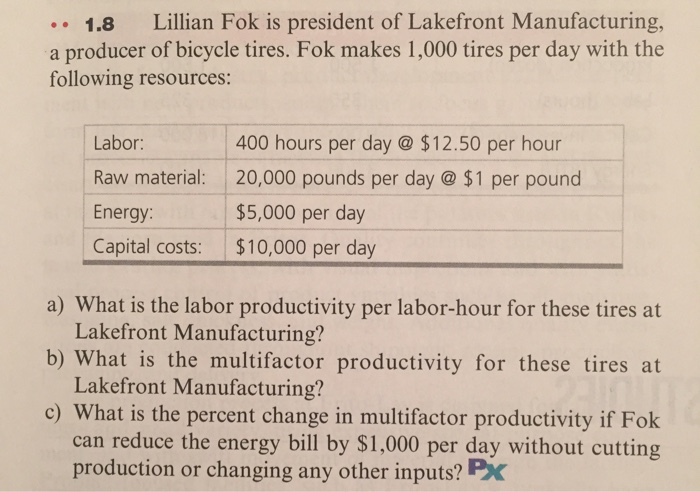 Solved Lillian Fok Is President Of Lakefront Manufacturin