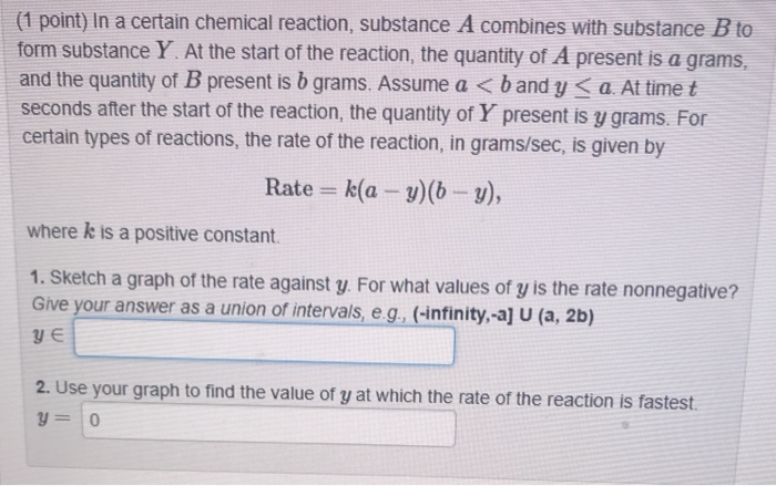 Solved 1 Point In A Certain Chemical Reaction Substance A Chegg Com
