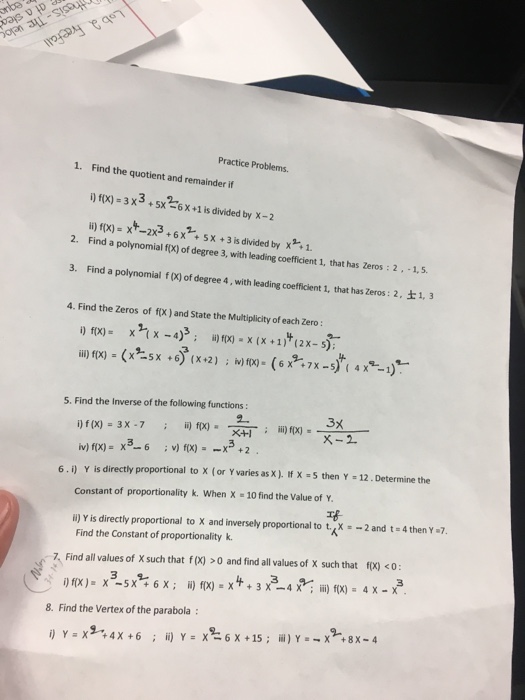 Find The Quotient And Remainder If F X 3x 3 Chegg Com