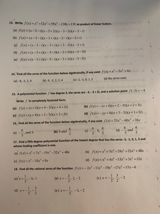 13 Write F X 12x 59x2 138x 130 As Product Of Chegg Com