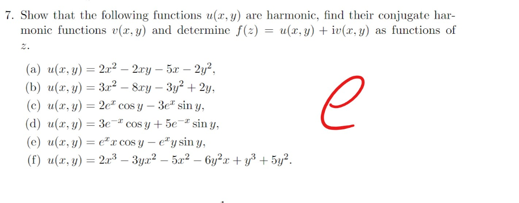 Solved 7 Show That The Following Functions U X Y Monic Chegg Com