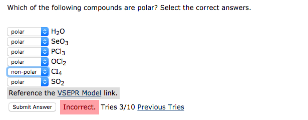 Solved Which Of The Following Compounds Are Polar Select