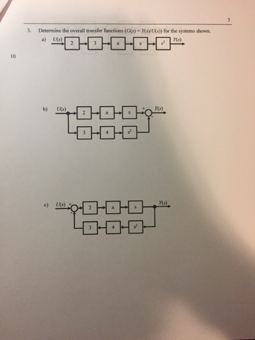 Solved 3 Determine The Overall Transfer Functions G S Chegg Com