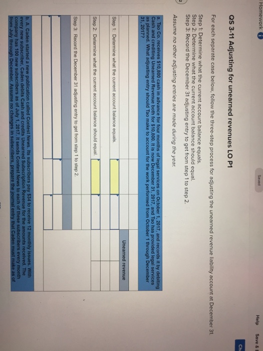 Help Save B Chi Qs 3 11 Adjusting For Unearned Chegg Com