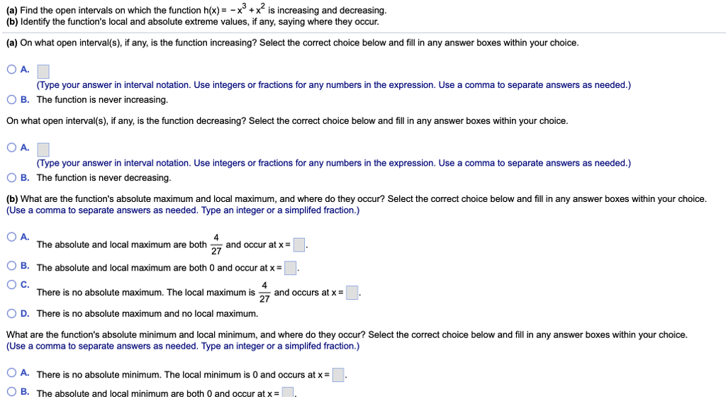 Solved A Find The Open Intervals On Which The Function Chegg Com