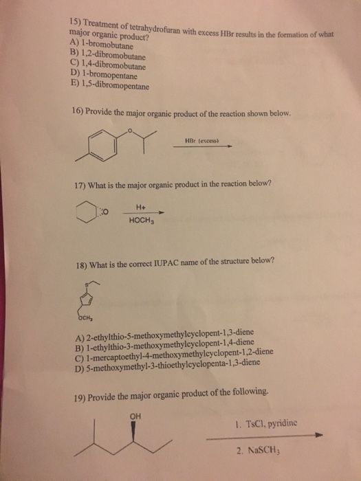 Solved: Treatment Of Tetrahydrofuran With Excess HBr Resul... | Chegg.com