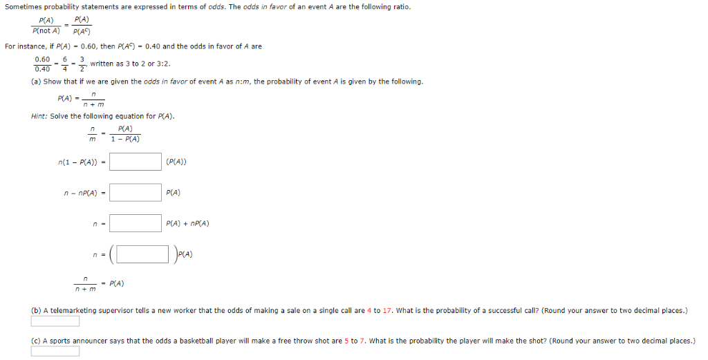 Solved Sometimes Probability Statements Are Expressed In Chegg Com