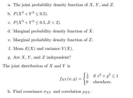 Question 2 The Joint Distribution Of The Continuous Chegg Com