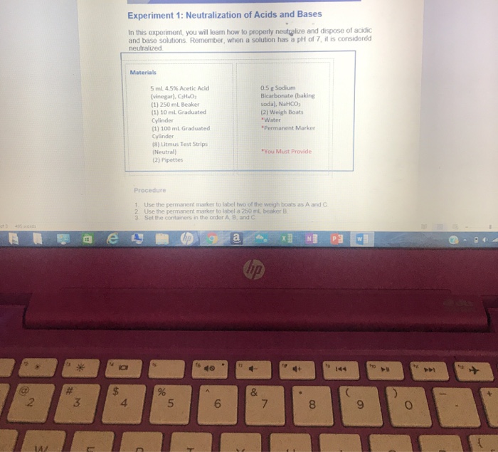 Experiment 1 Neutralization Of Acids And Bases In Chegg 