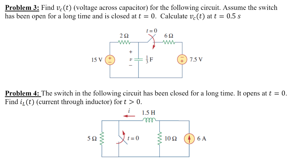 Solved Problem 3 Find V T Voltage Across Capacitor Fo Chegg Com