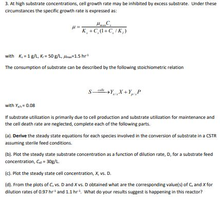 3 At High Substrate Concentrations Cell Growth R Chegg Com