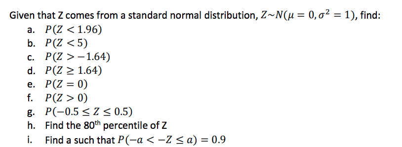 Solved Given That Z Comes From A Standard Normal Distribu Chegg Com