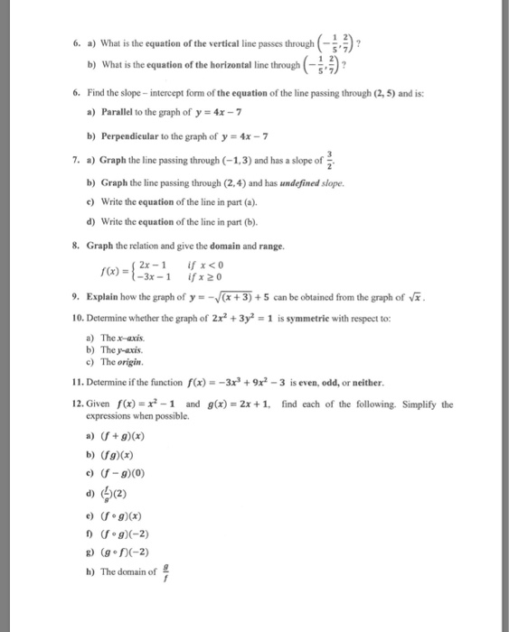 Solved 6 A What Is The Equation Of The Vertical Line Pa