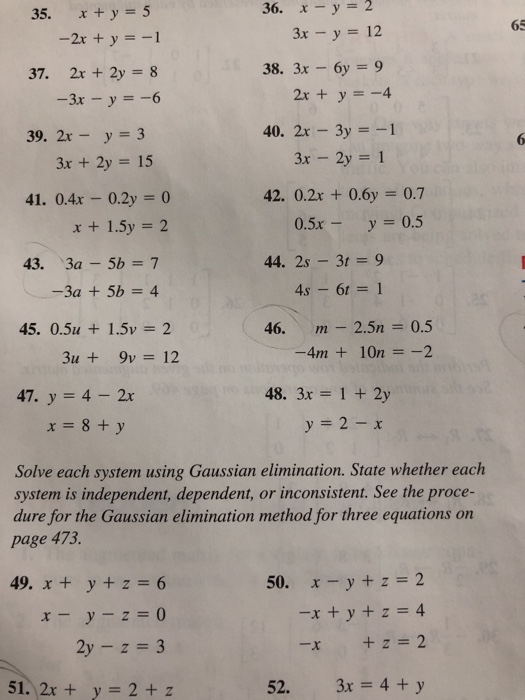 Solved 36 X Y 2 3x Y 35 X Y 5 2x Y 12 65 37 2x Chegg Com