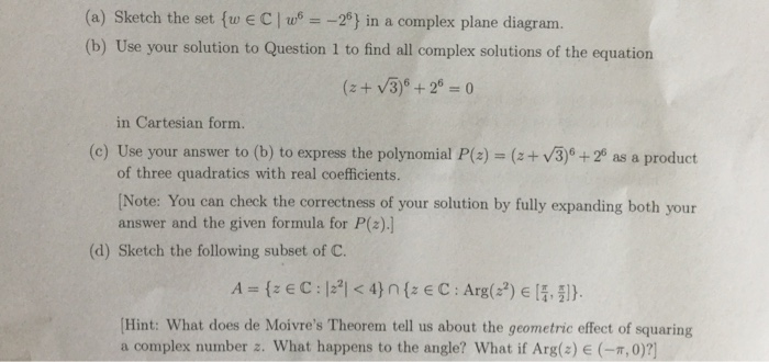 Solved A Sketch The Set W E C 1 W6 26 In A Complex P Chegg Com