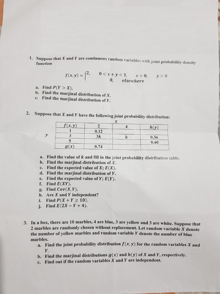 Solved 1 Suppose That X And Y Are Continuous Random Vari Chegg Com