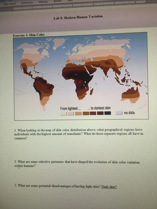human skin color map