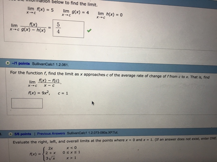 Solved For The Function F Find The Limit As C Approaches Chegg Com