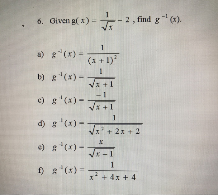 Solved Given G X 1 2 Find G 6 A G L X Chegg Com