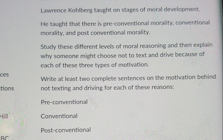 Solved Lawrence Kohlberg Taught On Stages Of Moral Develo Chegg Com