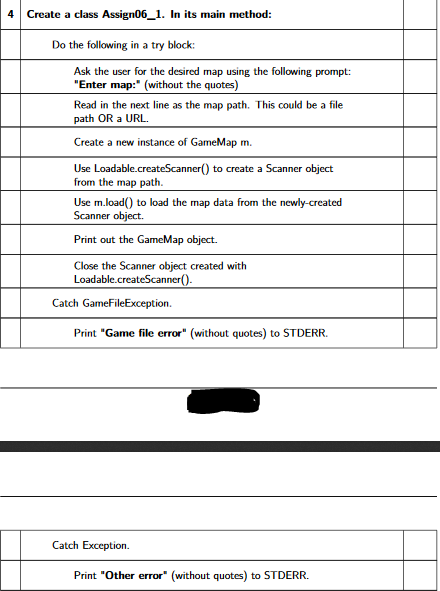 4 Create a class Assign06_1. In its main method: Do the following in a try block: Ask the user for the desired map using the
