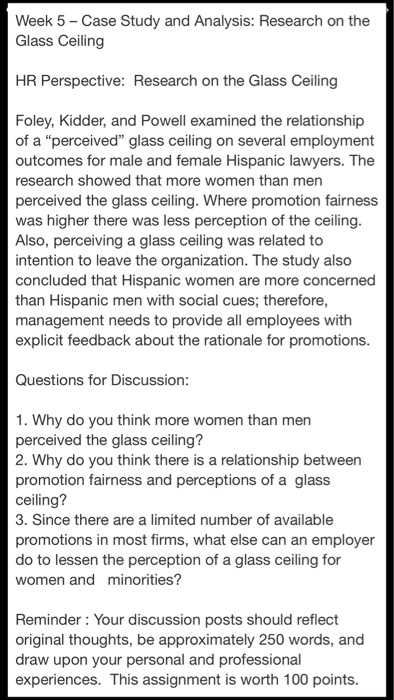 Solved Hr Perspective Research On The Glass Ceiling Fole