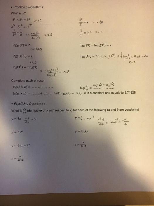 Solved Practicing Logarithms What Is X 53 5 22 T 3 3 Log Chegg Com