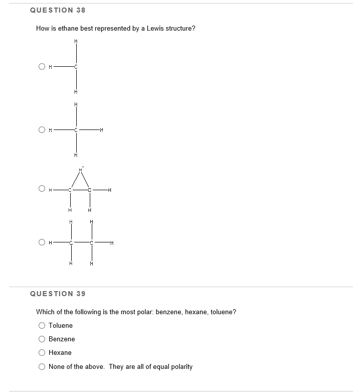 Question 38 How Is Ethane Best Represented By A Lewis Chegg Com