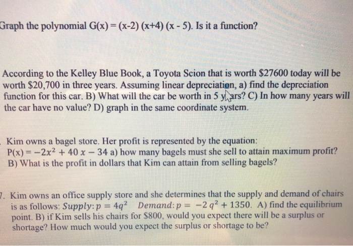 Solved Graph The Polynomial G X X 2 X 4 X 5 Is I