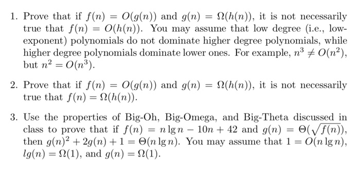 Solved Prove That If F N O G N And G N Ohm H Chegg Com