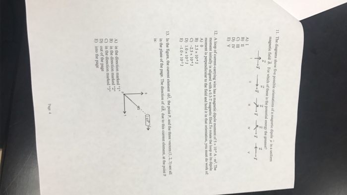 Solved The Diagrams Show Five Possible Orientations Of A Chegg Com