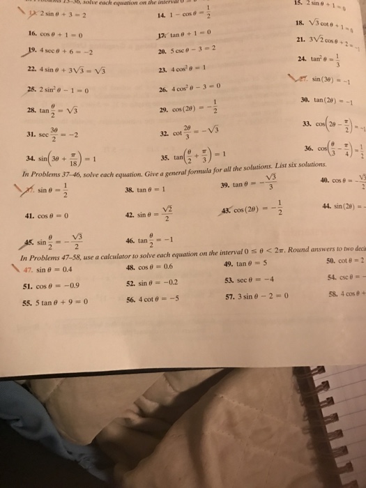 Solved 2 Sin Theta 3 2 1 Cos Theta 1 2 2 Sin Thet Chegg Com