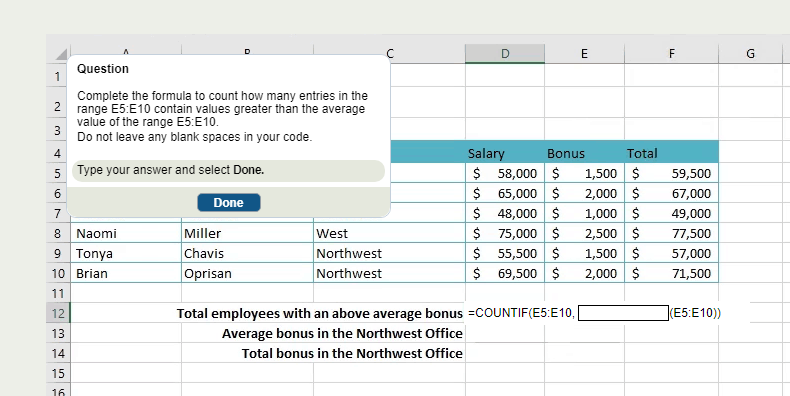 Solved Question Complete The Formula To Count How Many En Chegg Com