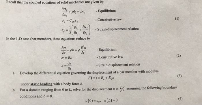 Solved Recall That The Coupled Equations Of Solid Mechani Chegg Com