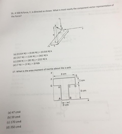 16 A 500 N Force F Is Directed As Shown What Is Chegg Com