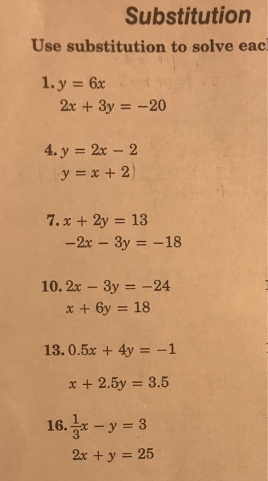 Solved Substitution Use Substitution To Solve Eac 2x 3y Chegg Com