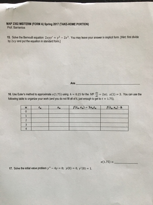 Solved Solve The Bernoulli Equation 2xyy Y 2 2x 3 Y Chegg Com