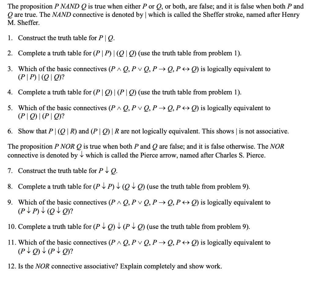 Solved The Proposition P Nand Q Is True When Either P Or Q Chegg Com