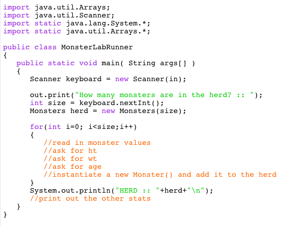 Solved Lab Description Create A Monster Array To Store X Chegg Com