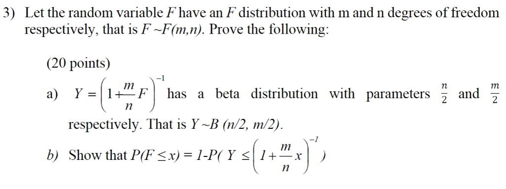 Solved Let The Random Variable F Have An F Distribution W Chegg Com