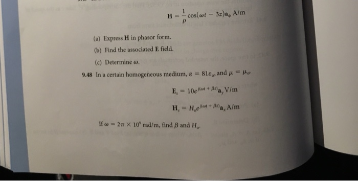 Solved A Express H In Phasor Form B Find The Associat Chegg Com