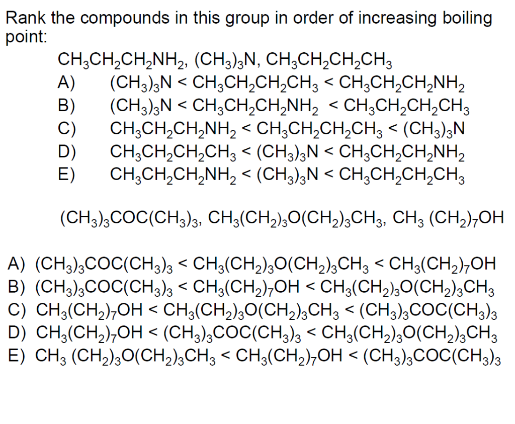 Solved Rank the compounds in this group in order of | Chegg.com