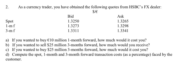 Solved 2 As A Currency Trader You Have Obtained The Fol - 