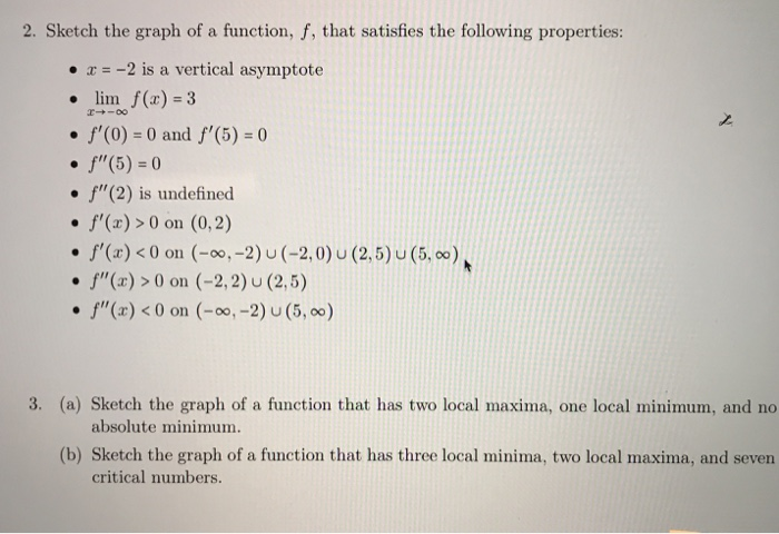 Solved 2 Sketch The Graph Of A Function F That Satisfi