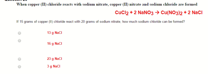 Solved When Copper Ii Chloride Reacts With Sodium Nitrate Chegg Com