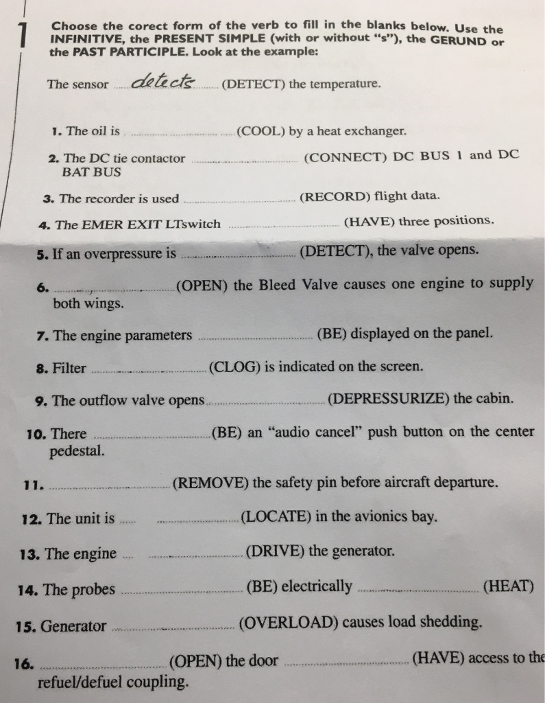 Solved Choose the corect form of the verb to fill in the | Chegg.com