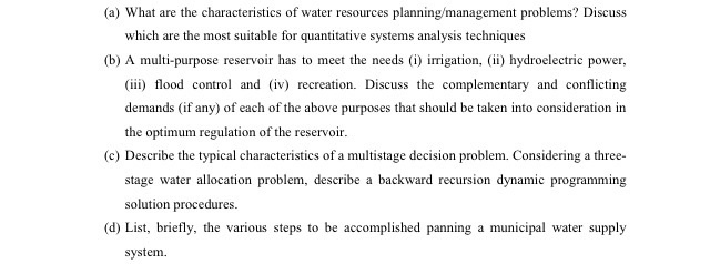 Solved A What Are The Characteristics Of Water Resources Chegg Com