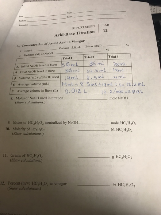 Dale Section Instructor REPORT SHEET LAB Acid-Base ...